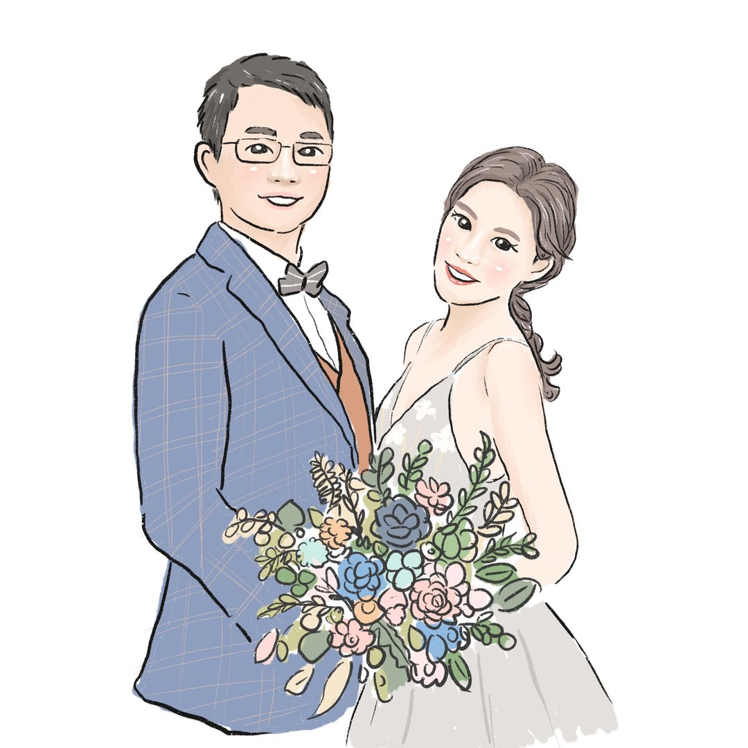 喜帖婚礼似颜绘(电子档) 似颜绘 /人物插画 / Q版人物定制 - 电子喜帖/贺卡/邀请函 - 其他材质 
