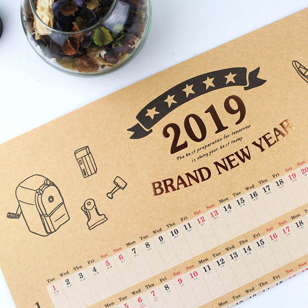 2019年365天计划表(牛皮/直式) - 年历/台历 - 纸 卡其色