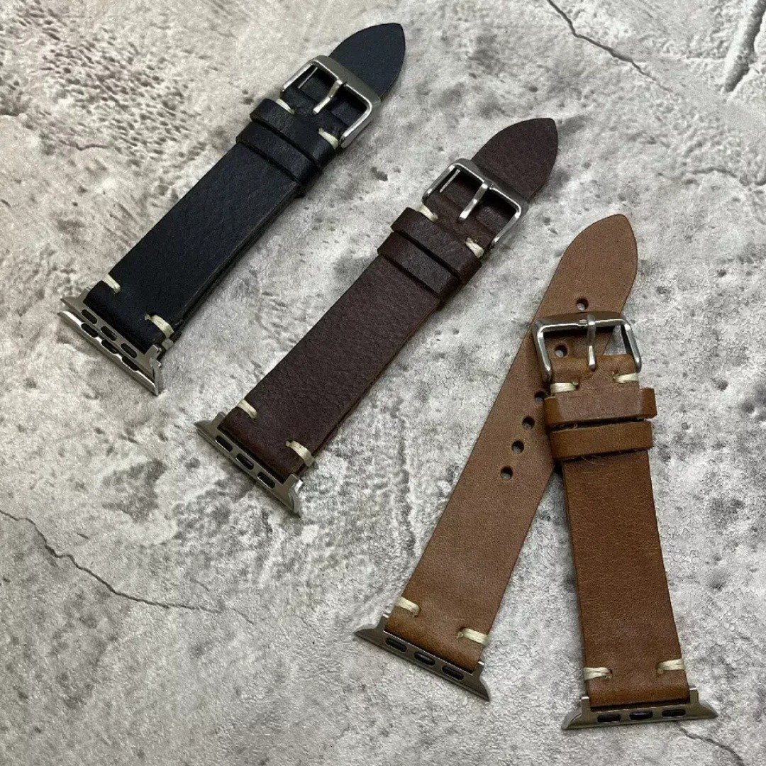 Apple Watch/Ultra 全系列适用 手工缝线 单层意大利牛皮表带 - 表带 - 真皮 绿色
