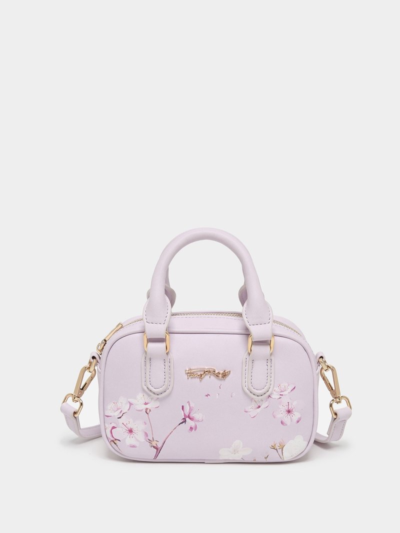 印花斜背小方包 - 侧背包/斜挎包 - 其他材质 紫色