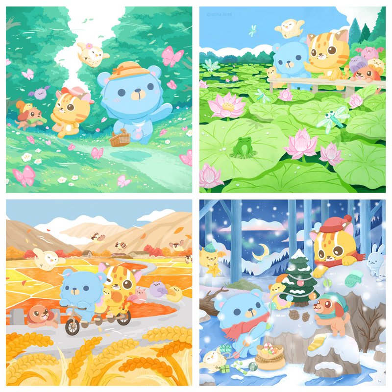 春夏秋冬-四季游记组 - 卡片/明信片 - 纸 多色