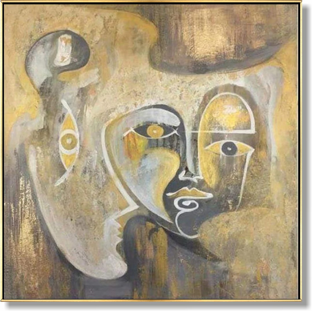 金色绘画棕绘画 艺术绘画 抽象油画 帆布画 - 墙贴/壁贴 - 压克力 金色