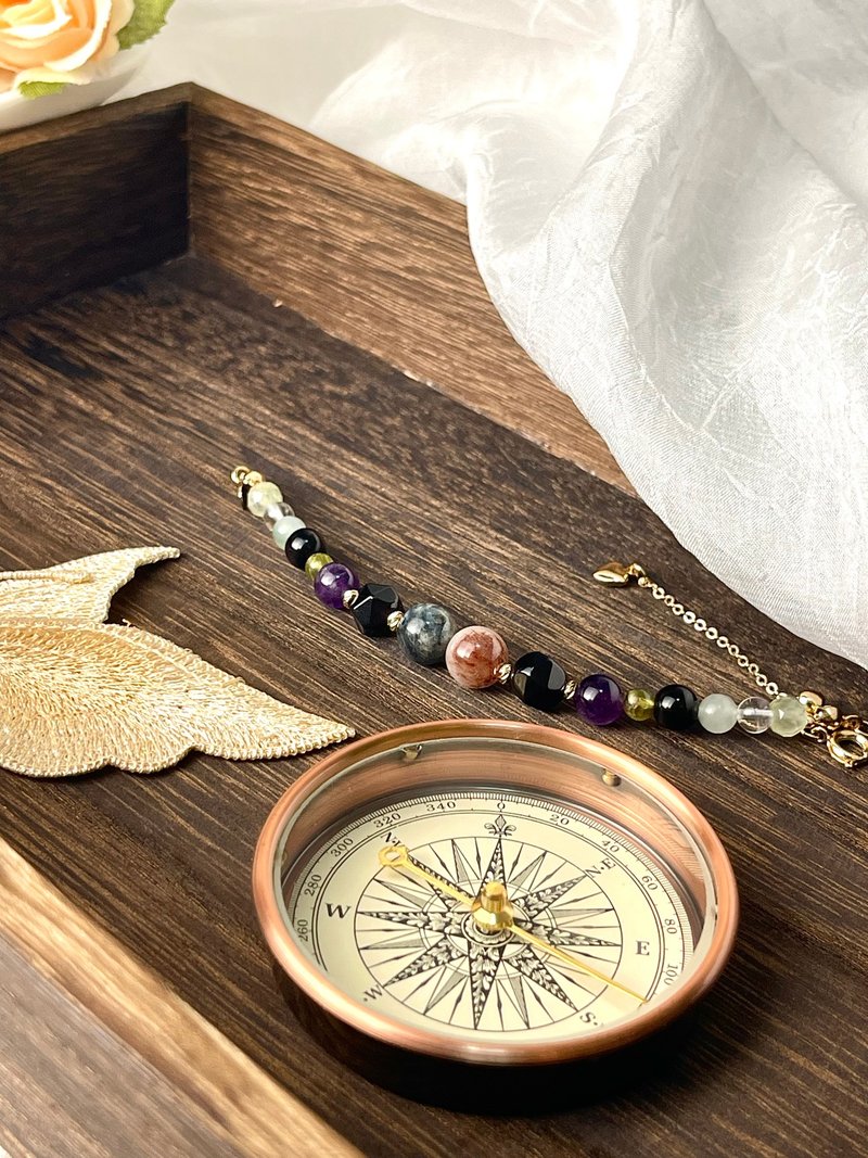 【暗潮守护】× 曦光之拥丨天然矿石手链 - 手链/手环 - 水晶 黑色