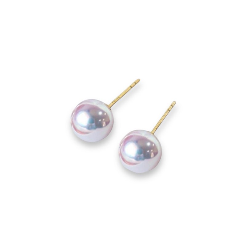 18K黄金 AKOYA 珍珠耳针 18K YG AKOYA Pearl Earrings - 耳环/耳夹 - 贵金属 