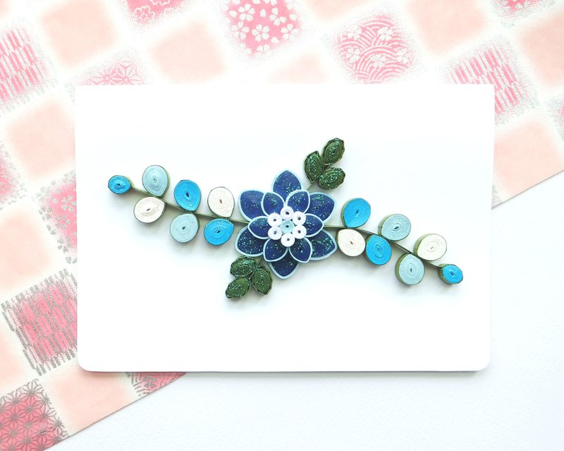 手作卷纸卡片-祝福绵绵 花开蓝色系感谢卡 万用卡 - 卡片/明信片 - 纸 蓝色