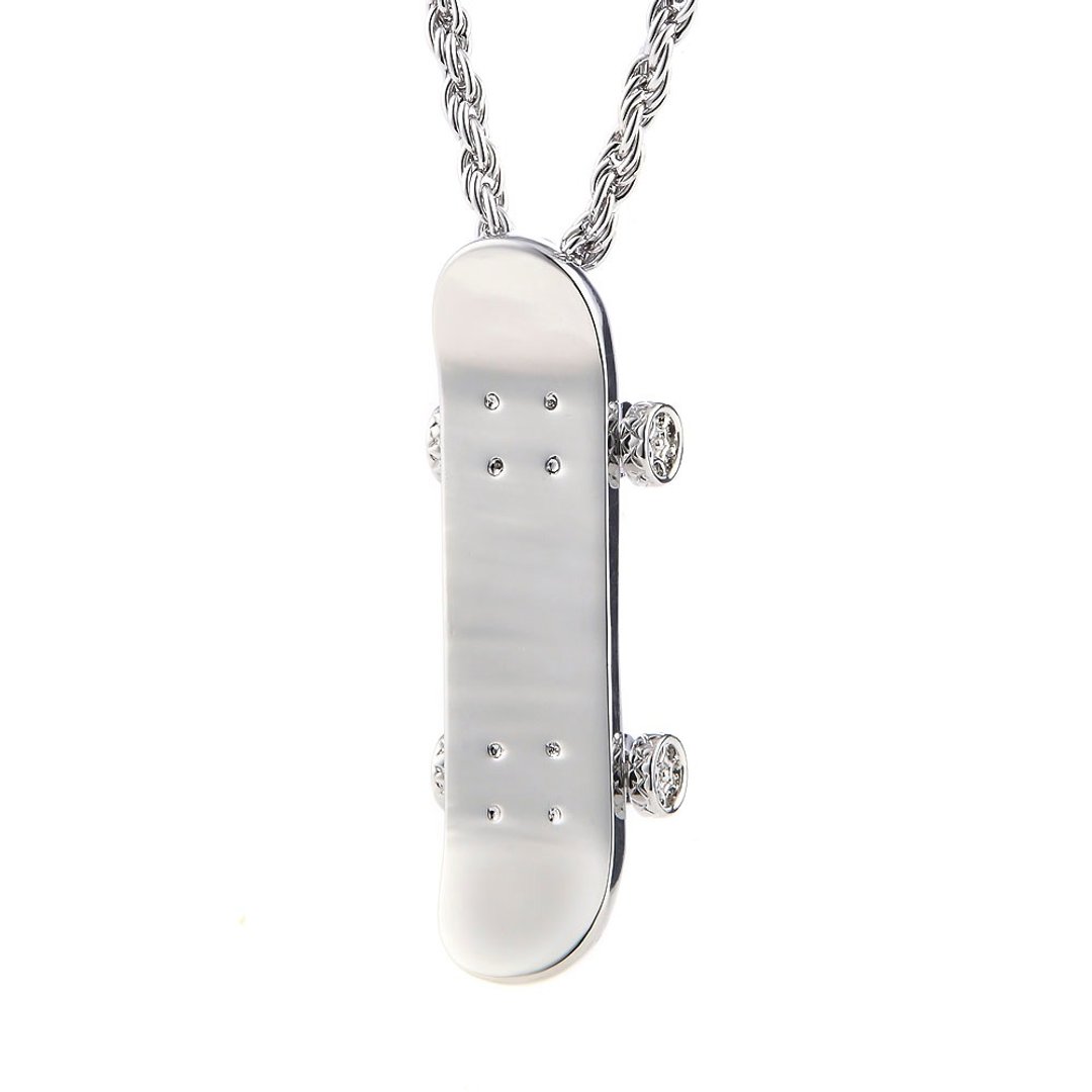 指尖滑板项链 SKATEBOARD NECKLACE - 项链 - 其他金属 银色