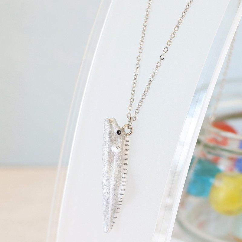 和纸饰品 项链 带鱼 太刀鱼 海鱼 - 项链 - 纸 银色