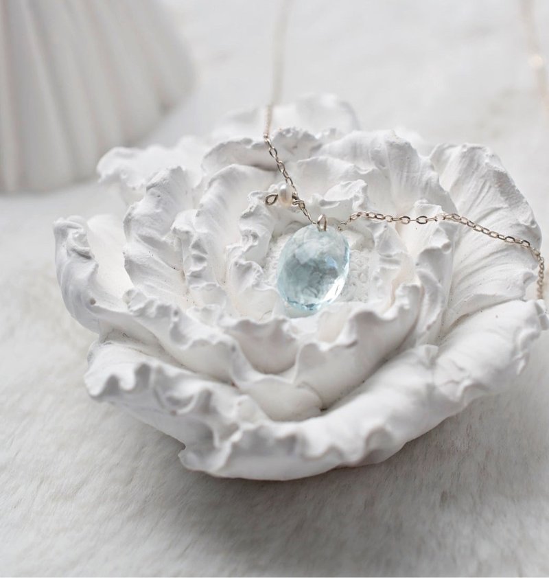 海蓝宝-纯手工纯银项链 - 沉着、勇敢、幸福 - 项链 - 水晶 蓝色