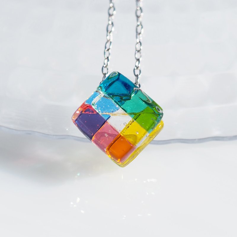 【彩虹】39 玻璃 (谢谢【彩虹】) 链式项链【可更换为扩香坠饰】【订制作品】 - 项链 - 玻璃 多色