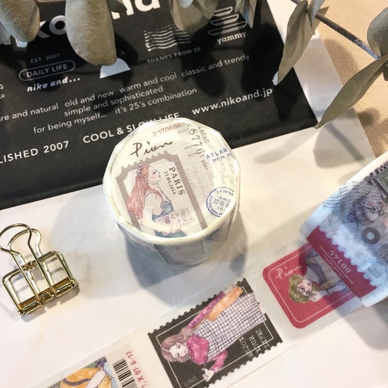 票根女孩 / 3cm纸胶带 / 售完不补 - 纸胶带 - 纸 蓝色