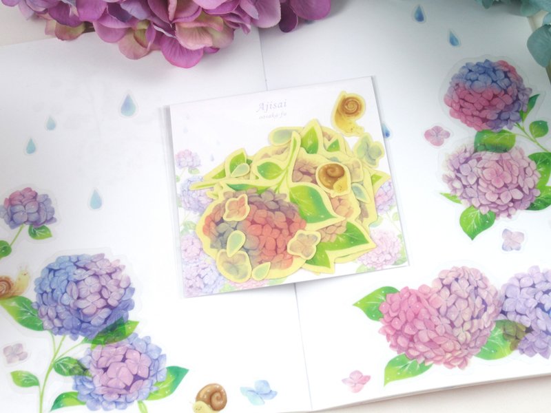 紫阳花透明贴纸组 - 贴纸 - 塑料 蓝色