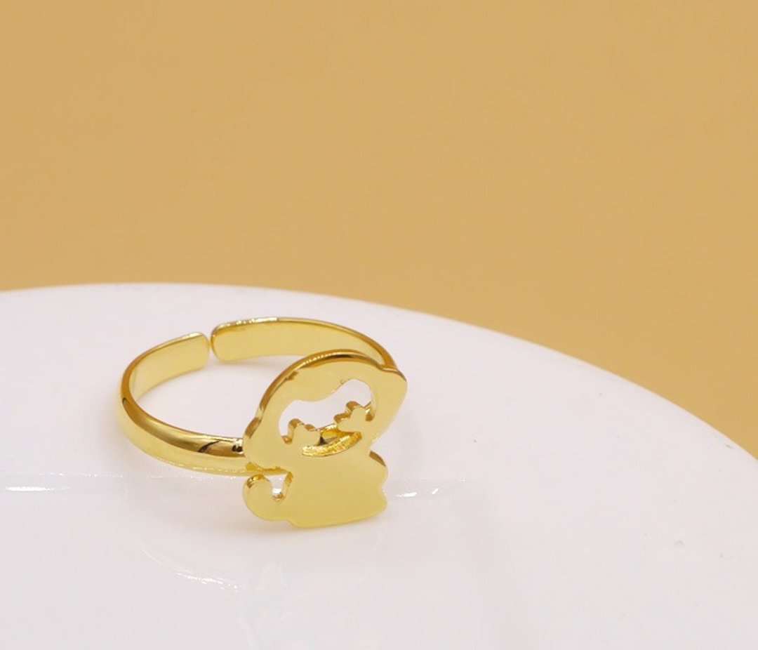 Handmade Little Monkey Ring - 18K gold plated on brass Little Me by CASO jewelry - 戒指 - 其他金属 金色