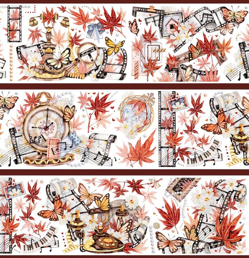 秋季枫吟 PET 和纸胶带 贝壳光 - 贴纸 - 其他材质 多色