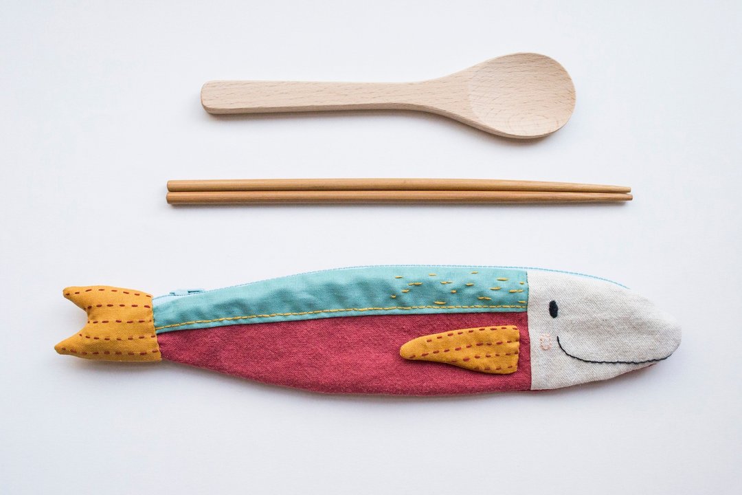 Travelling Tuna cutlery pouch - Ang - 筷子/筷架 - 棉 多色