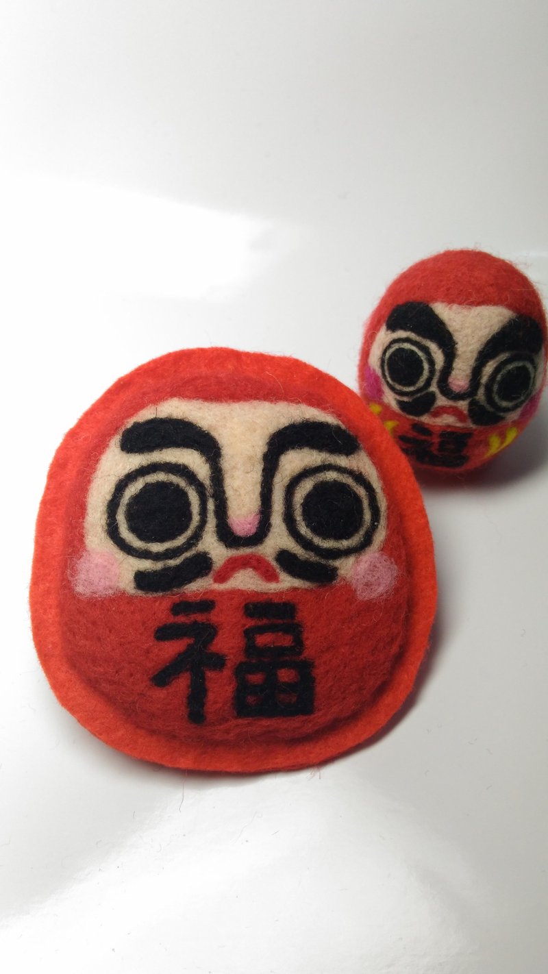 羊毛胸针⋆福不倒翁⋆　　羊毛フェルトブローチ⋆福だるま⋆ - 胸针 - 羊毛 红色