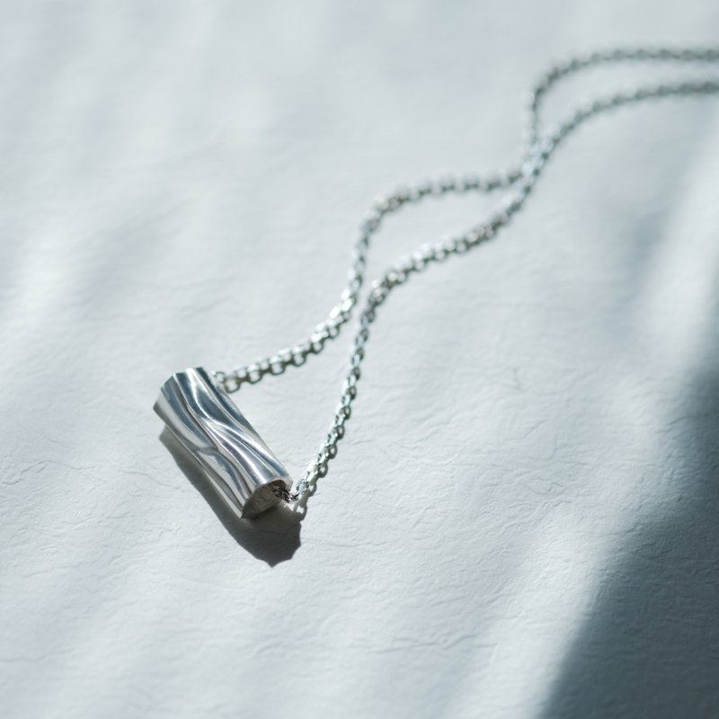 木纹 男士 戒指 项链 925银 - 项链 - 其他金属 灰色