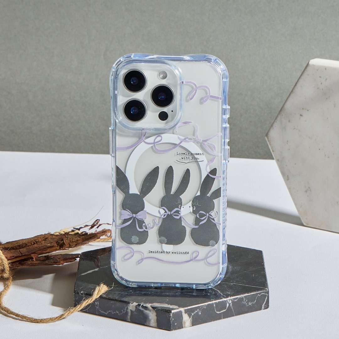 wwiinngg缎带黑兔兔抗黄防摔MagSafe iPhone手机壳 - 手机壳/手机套 - 塑料 透明