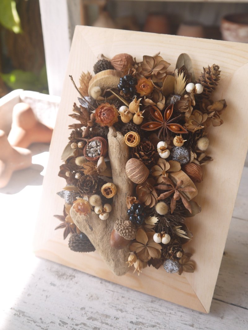 果实 .框 .丰收果实色系.干燥花.永生花.情人节.生日花礼(像框式) - 干燥花/捧花 - 植物．花 咖啡色