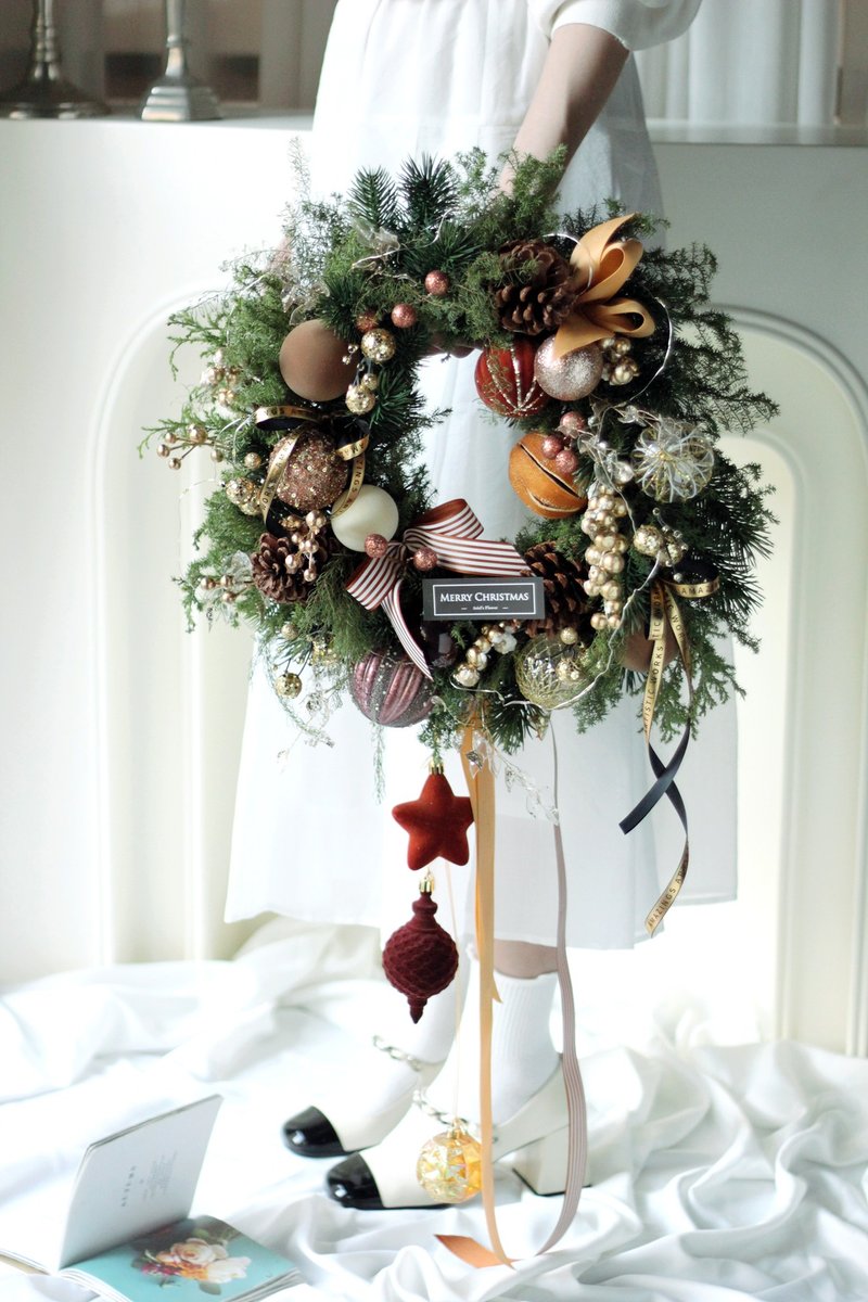 金色礼赞【新鲜诺贝松】圣诞花圈  Christmas wreath - 植栽/盆栽 - 植物．花 多色