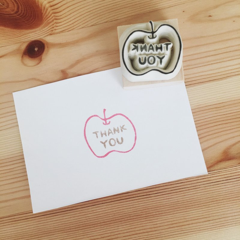 Deerday手刻章 thank you 苹果章 - 印章/印台 - 橡胶 红色