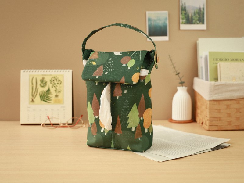 【森林走走-墨绿-挂式卫生纸套】吊挂可拆 / 车用 / 露营 - 纸巾盒 - 聚酯纤维 绿色