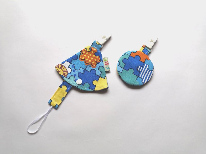 圆形平安袋 奶嘴夹 奶嘴收纳袋 组合 拼图 - 平安符/符袋 - 棉．麻 多色