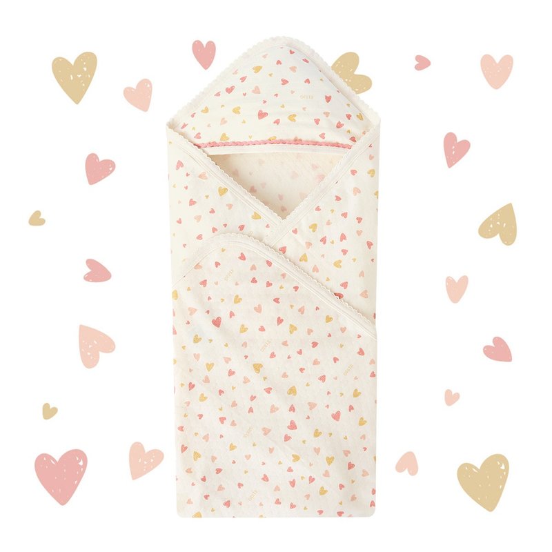 【SISSO有机棉】爱心朵朵天丝棉多用途包巾 - 哺乳巾 - 棉．麻 白色