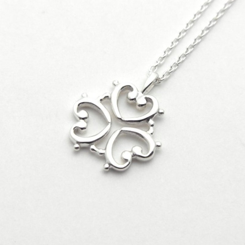 F clef Heart & Clover Necklace - 项链 - 纯银 