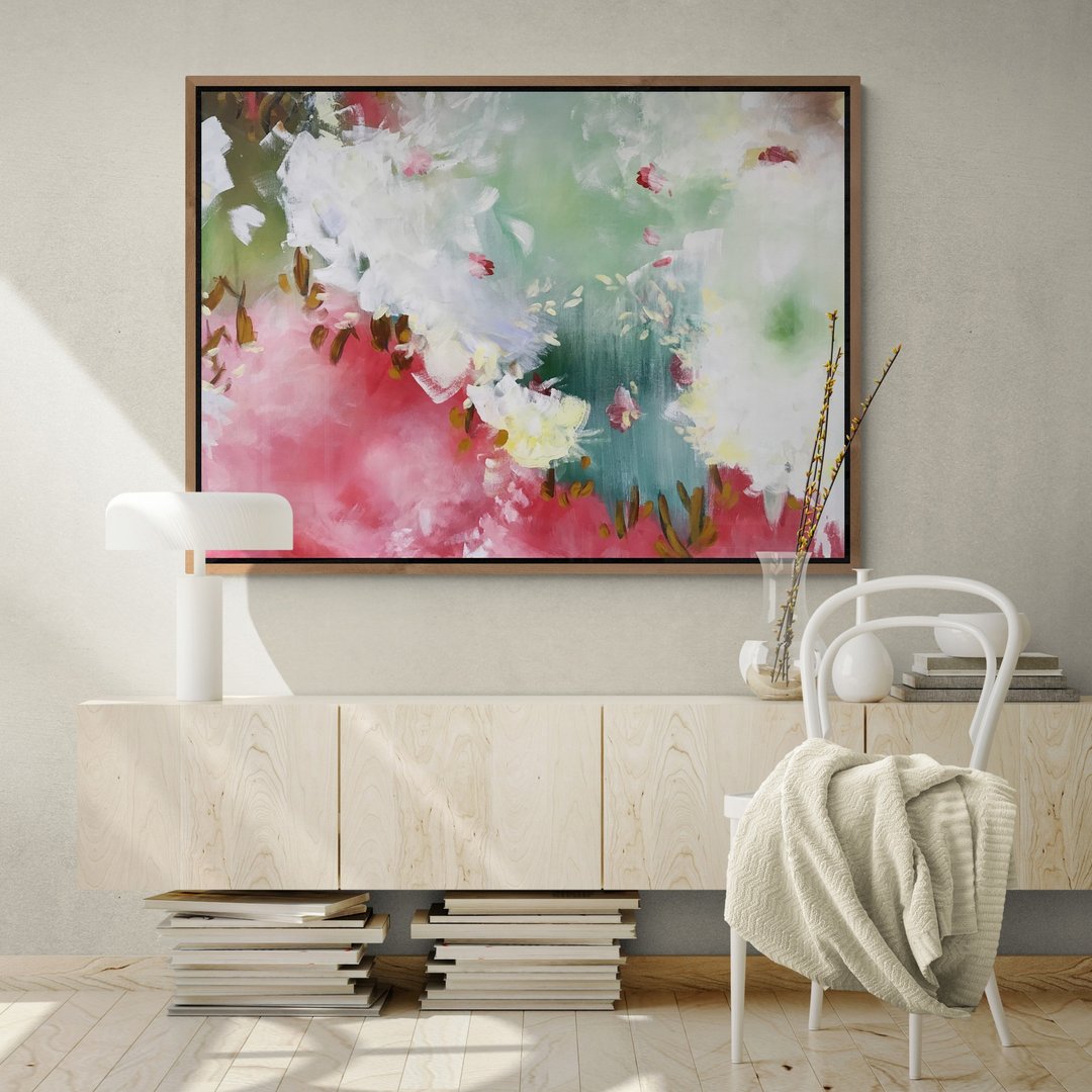 抽像大型油画花卉画布原画 - 墙贴/壁贴 - 棉 红色