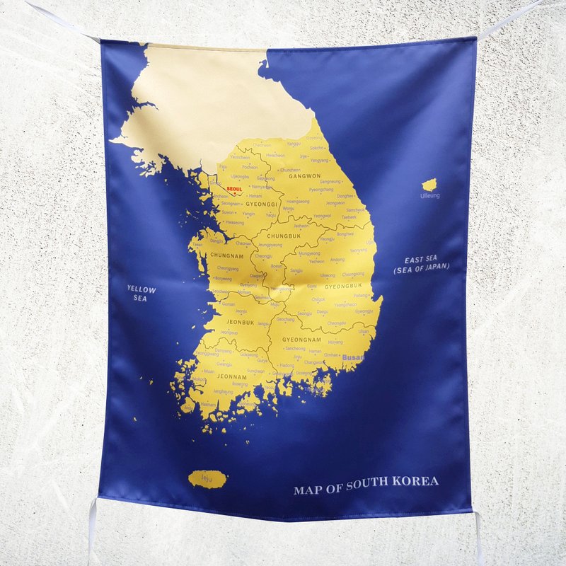 韩国地图挂布壁幔 - 墙贴/壁贴 - 聚酯纤维 蓝色