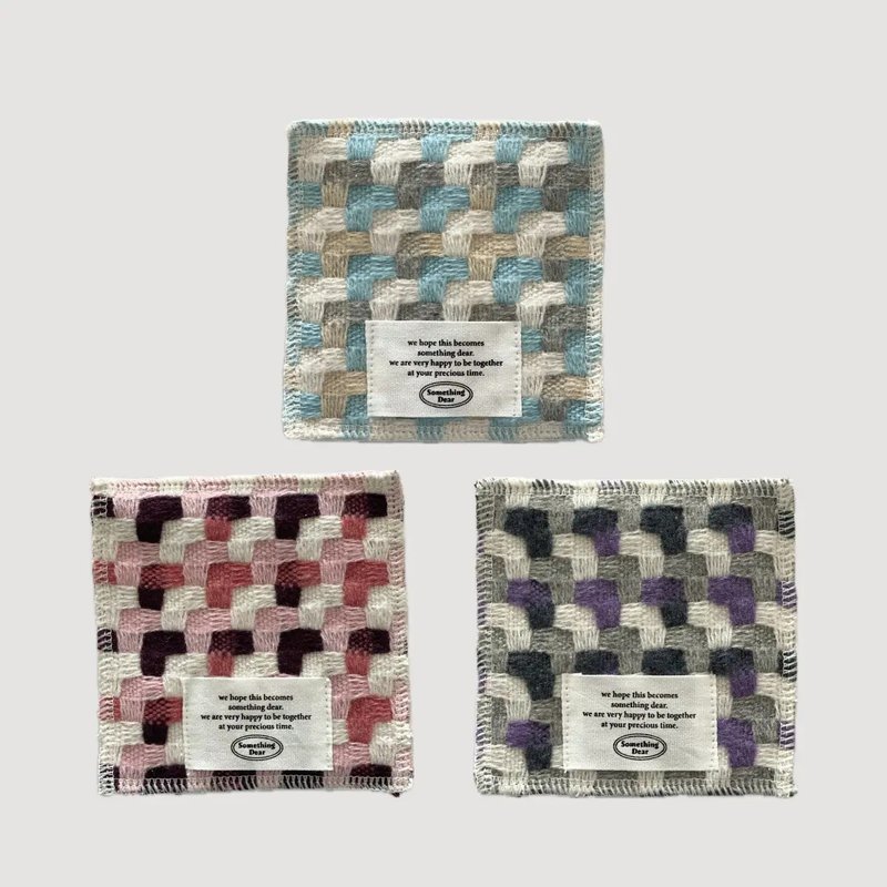 锯齿状提花杯垫 – 柔软双面 | 蓝色 / 粉红色 / 紫色 - 杯垫 - 棉．麻 