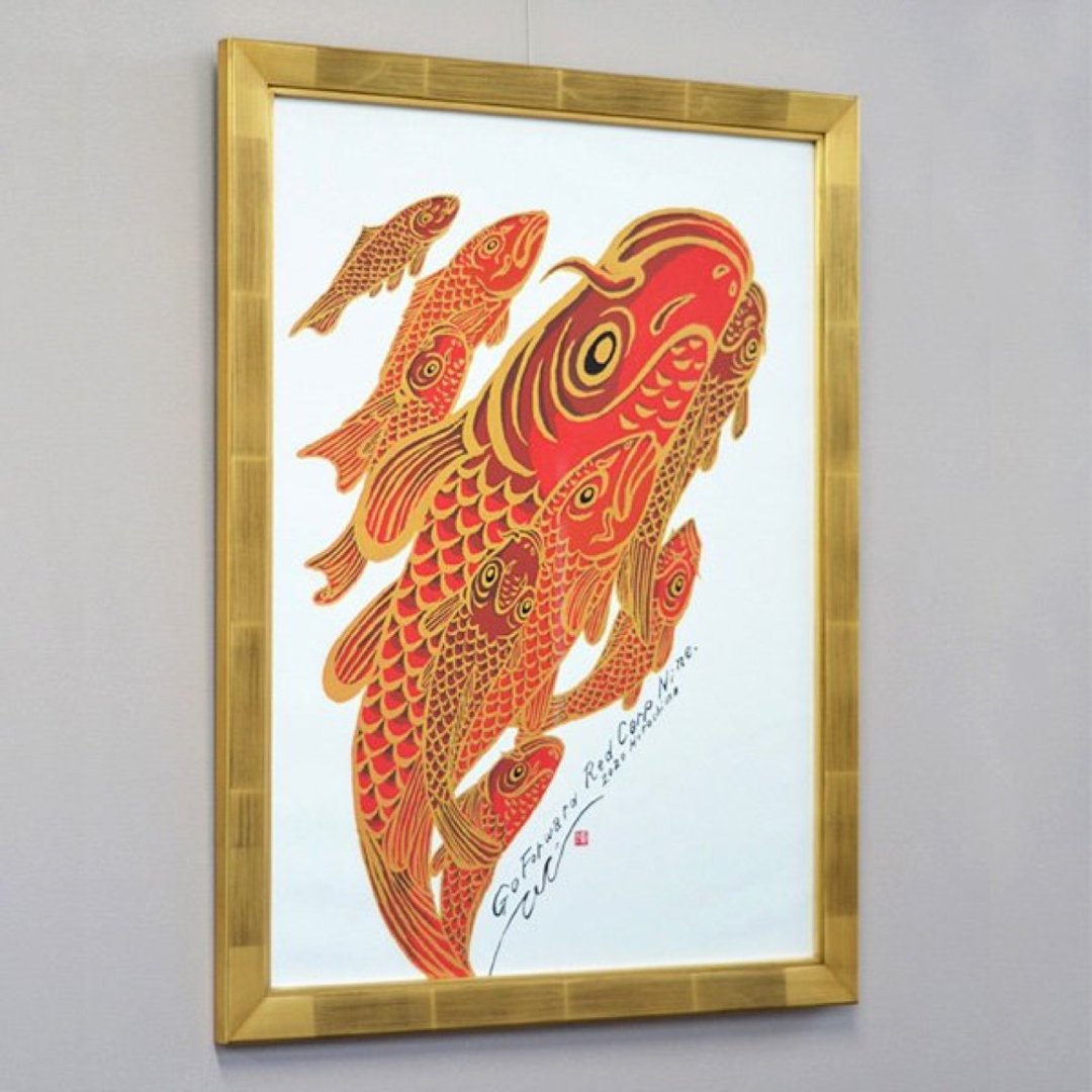 丝网印刷画 Go Forward Red Carp / GOLD - 海报/装饰画/版画 - 纸 红色