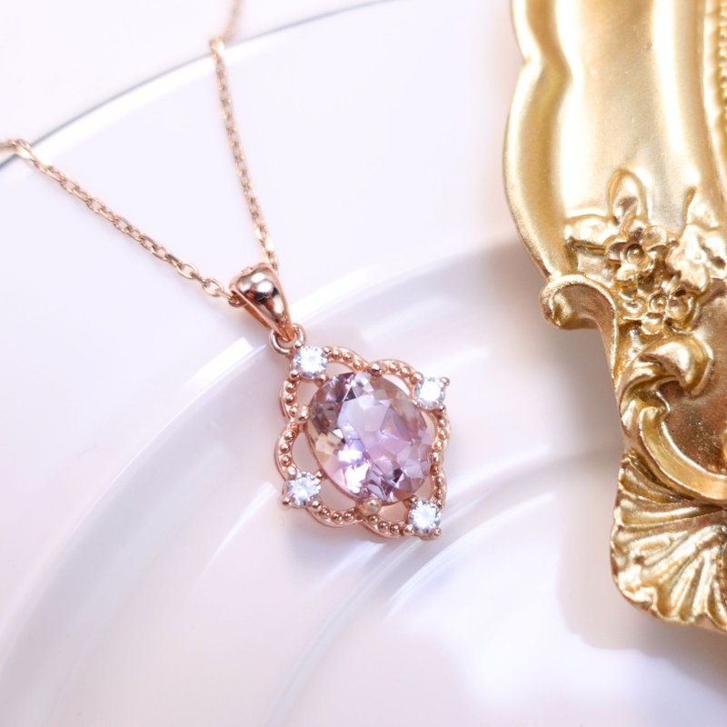 天然紫黄晶 财富与智慧能量水晶 纯银项链 柔美玫瑰金 礼物首选 - 项链 - 纯银 多色