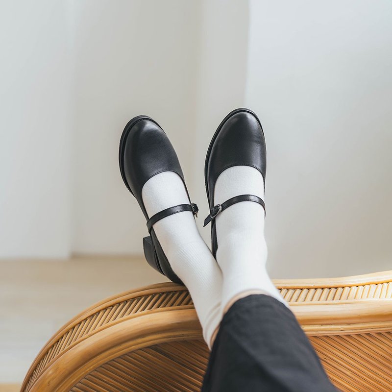 仙杜瑞拉的玛莉珍 _ 黑 - 高跟鞋 - 真皮 黑色