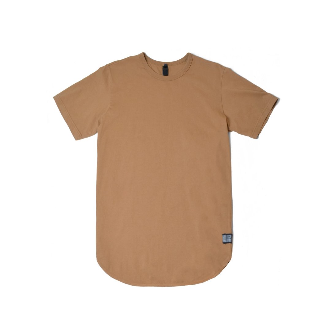 oqLiq - Arc Tee - Bone Brown长版圆弧T(卡其) - 男装上衣/T 恤 - 棉 卡其色