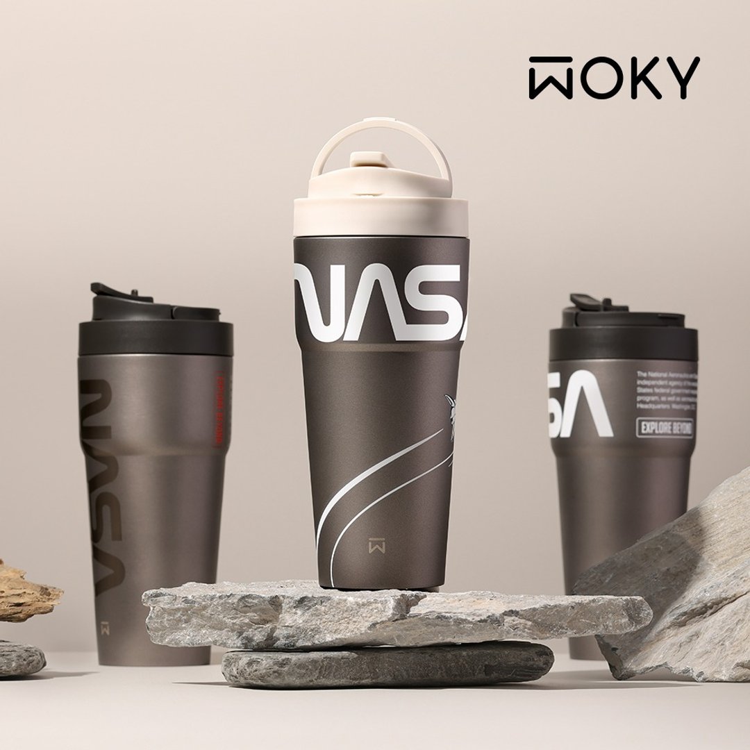 【WOKY沃厨】NASA系列 Ti纯钛浑圆杯770ml-附弹跳吸管 - 保温瓶/保温杯 - 其他金属 
