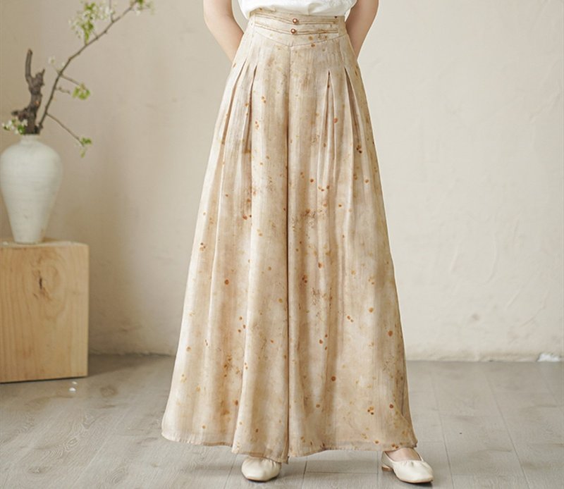 新中式复古中國風 文艺盘扣捏褶 上衣/直筒裤 - 女装长裤 - 其他材质 白色