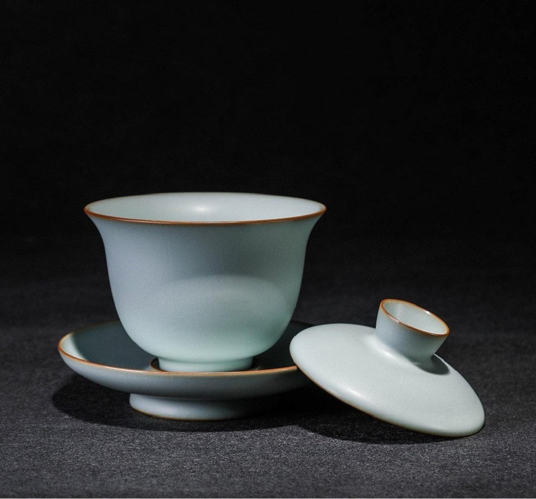 <天青汝窑> 望月盖碗 茶具 - 茶具/茶杯 - 陶 