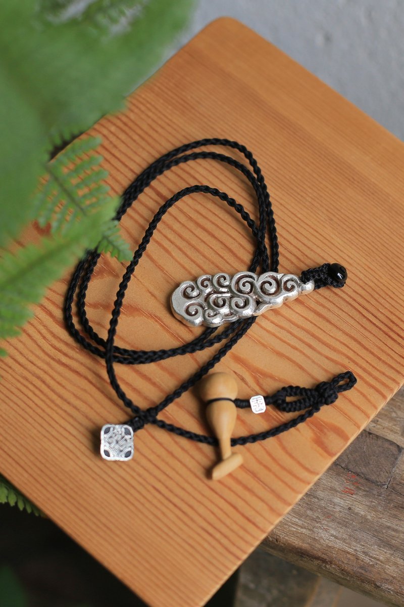 壹染指原创纯手工  | 999纯银 | 祥云如意吊坠 黄杨木葫芦| 定制 - 项链 - 纯银 