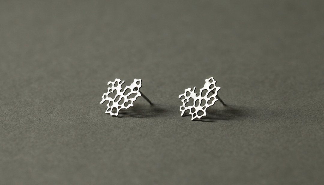 风化岩耳环 Weathered-rock Earrings - 耳环/耳夹 - 其他金属 银色