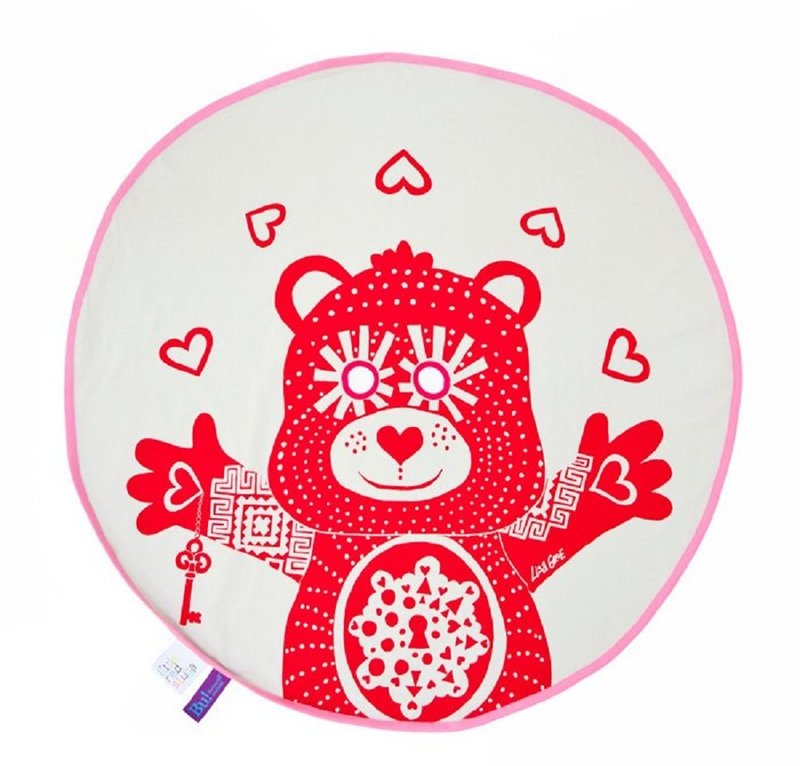 BU! BLANKIE躲猫猫有机棉毯 – 泰迪熊红(粉边) - 婴儿床上用品 - 棉 红色