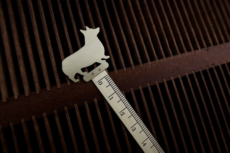 【脐加厝】文具系列│手工黄铜动物书签尺│柯基犬 - 书签 - 铜/黄铜 