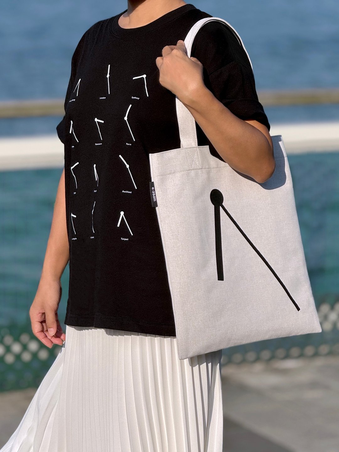 6:25am Brand Tote Bag - 侧背包/斜挎包 - 棉 银色
