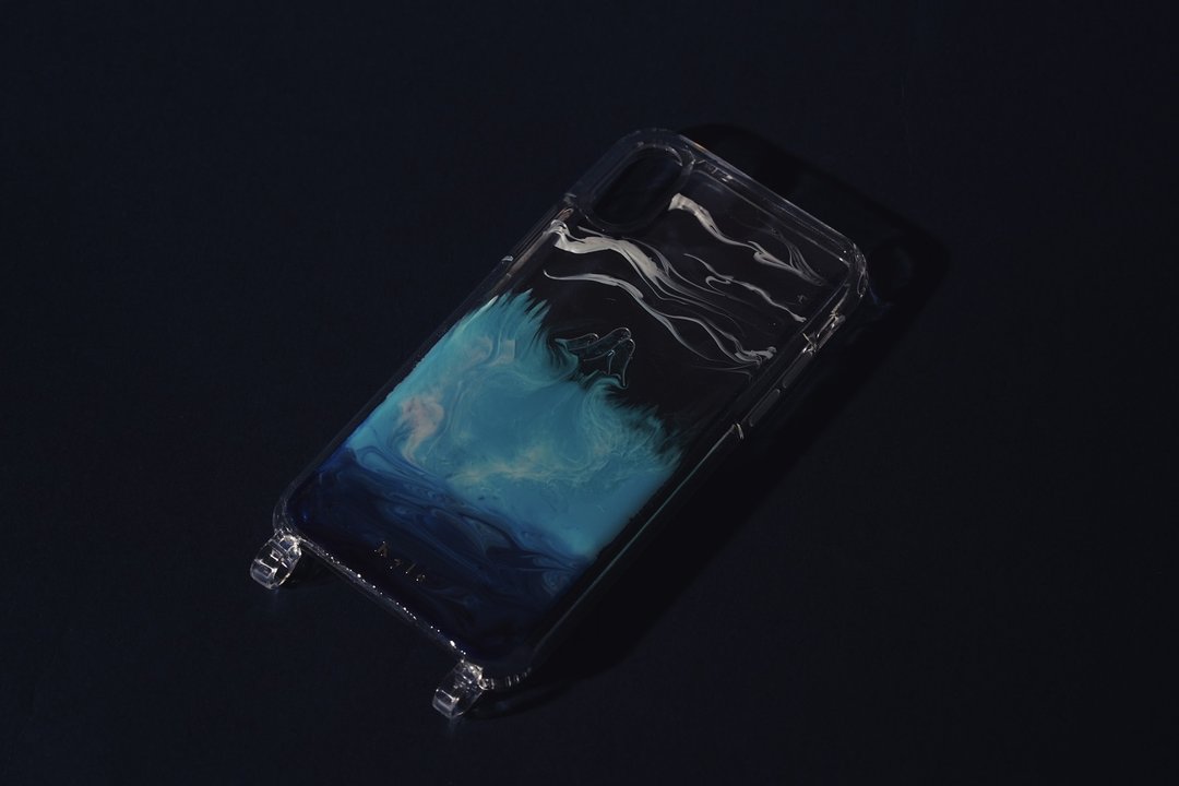 蔚蓝山海流体画 Phone case 姓名订制 山脉背带挂绳手机壳系列 - 手机壳/手机套 - 树脂 蓝色