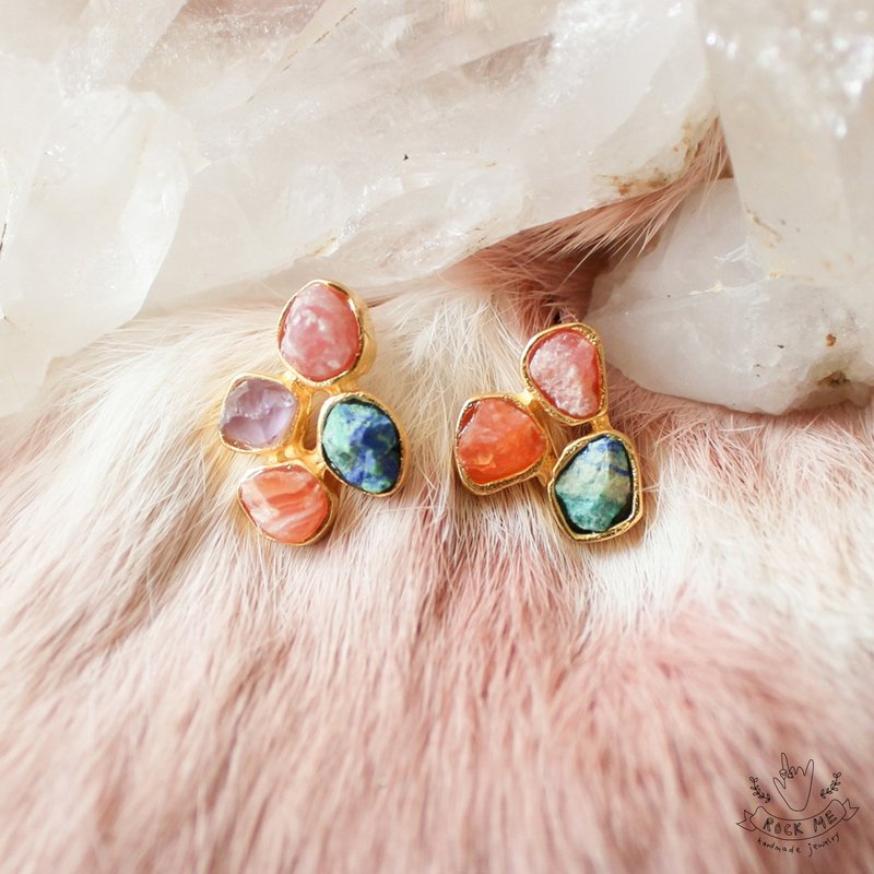 Flower Earrings - 耳环/耳夹 - 半宝石 银色