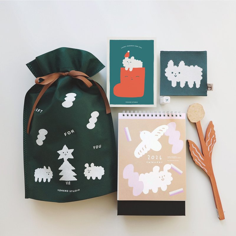 圣诞限定交换礼物 / 小 / 桌历+迷你印章+杯垫+明信片 - 袜子 - 纸 多色