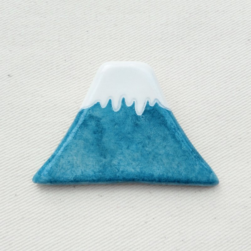富士山别针/湖绿 - 胸针 - 粘土 蓝色