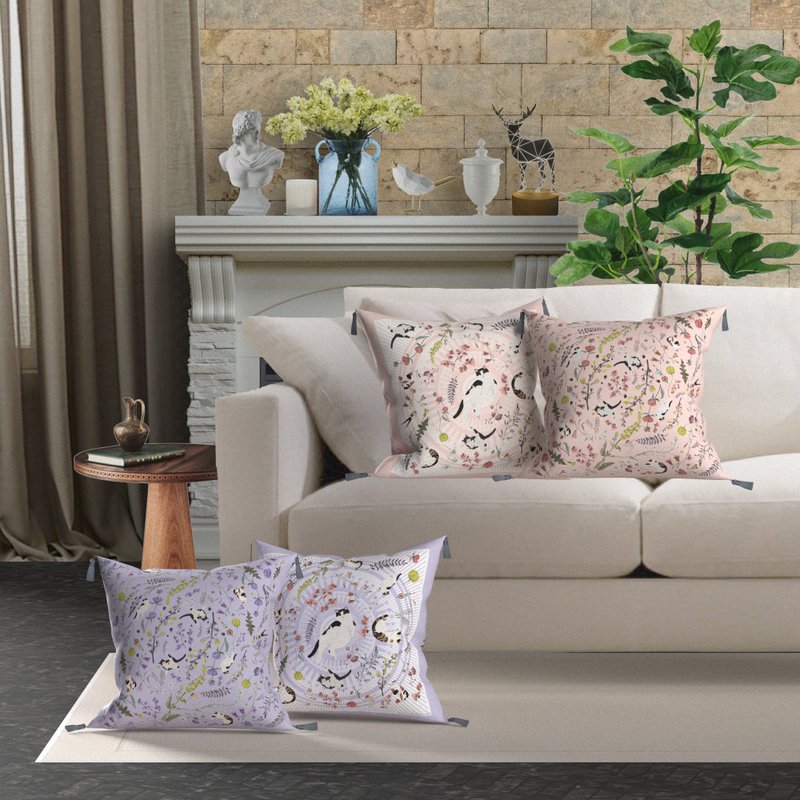 波兰猫与瑜伽士缎面抱枕套 - 枕头/抱枕 - 聚酯纤维 多色