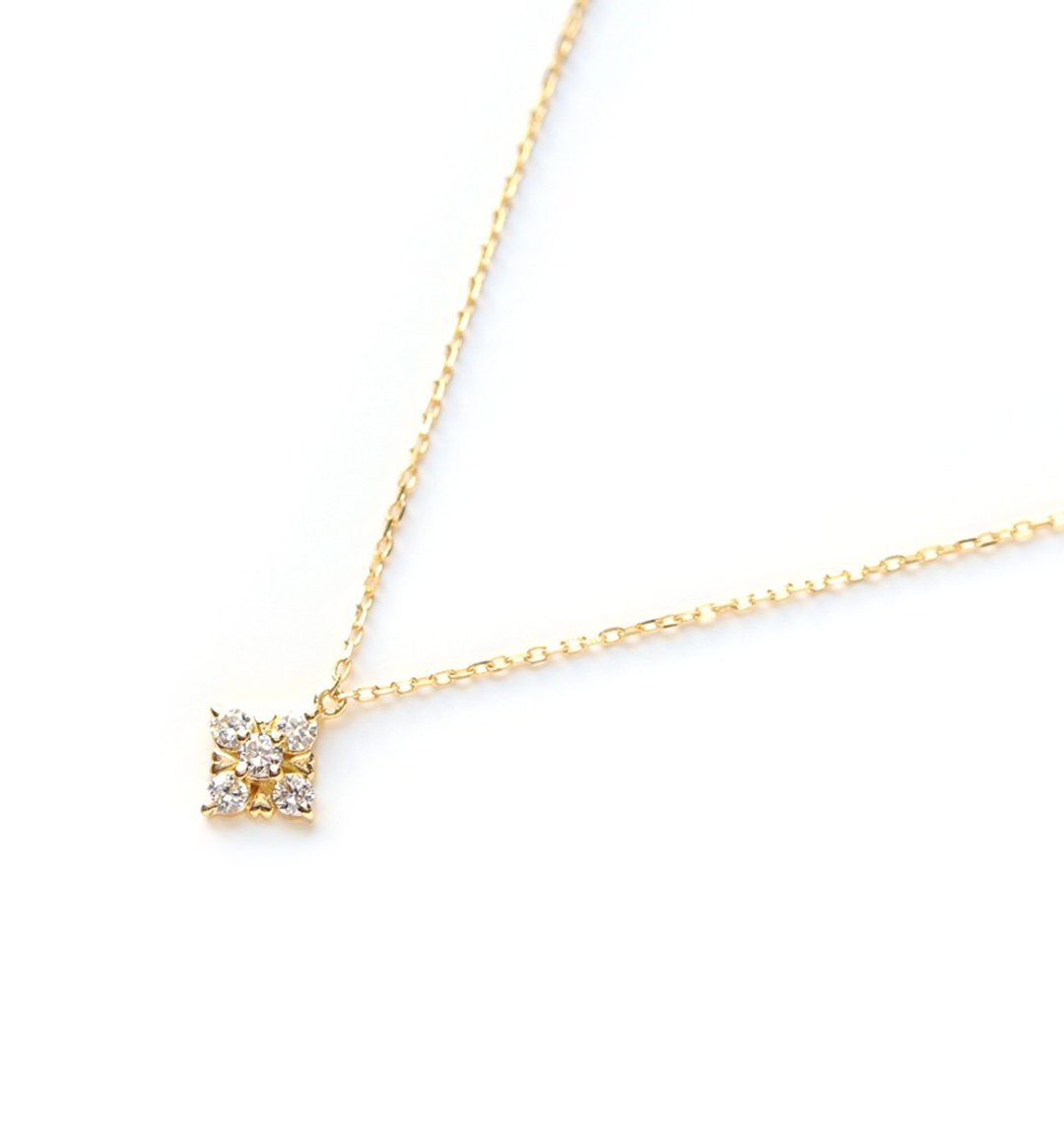 方形图案钻石 K18 项链 ~Diamond collection~ - 项链 - 宝石 金色