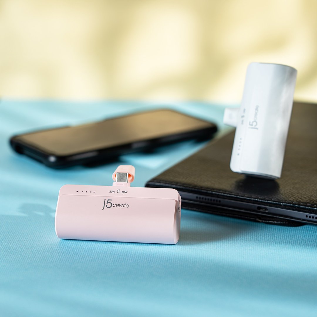 j5create USB-C直插式口袋快充行动电源-JPB5220R(魅力粉) - 充电宝/传输线 - 塑料 粉红色